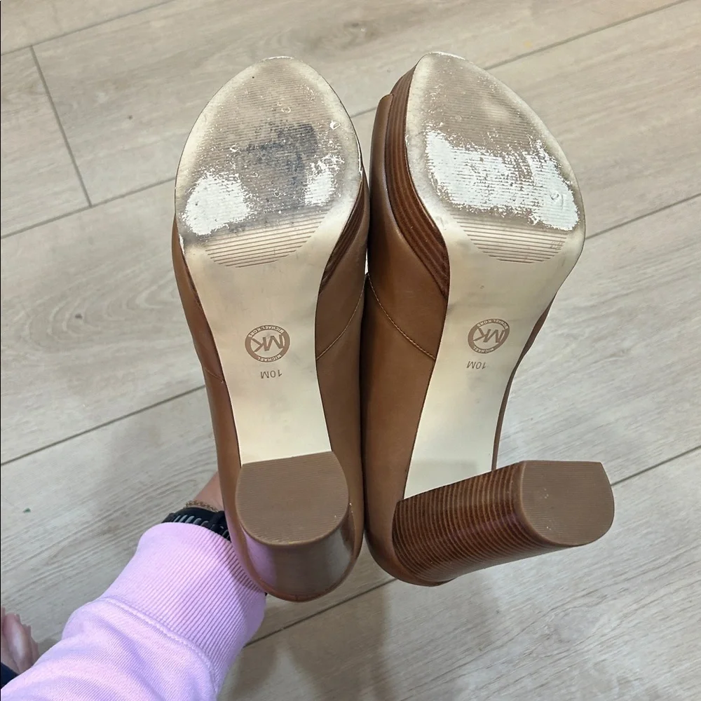 Michael Kors Eleni Platform Leather Block Heels Size 10